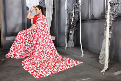 Aayaa Designer Printed Georgette Saree - Multi Color