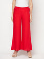 Aniyah Rayon Flared Slip-On Red Palazzo