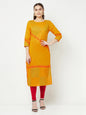 Aniyah Cotton Block Print Mustard Color Straight Kurta
