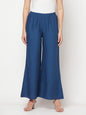 Aniyah Rayon Flared Slip-On Blue Palazzo