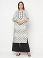 Aniyah Rayon Screen Print Light Grey Straight Kurta