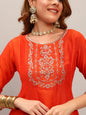 The52 Embroidered Vichitra Silk Fabric Straight Kurta, Pant and Dupatta Set