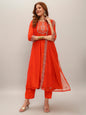 The52 Embroidered Vichitra Silk Fabric Straight Kurta, Pant and Dupatta Set