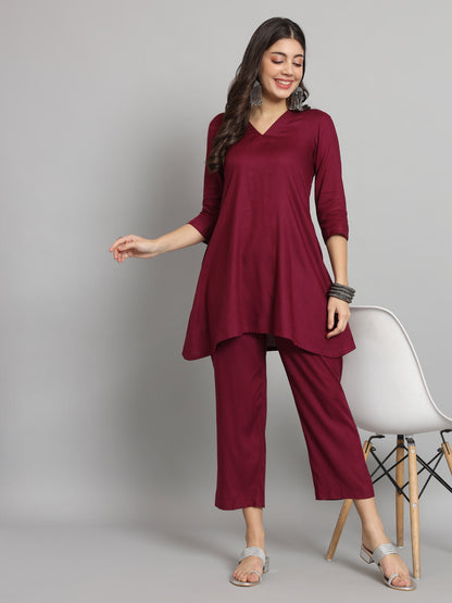 Fab Fashion Maroon Co-Ord Set
