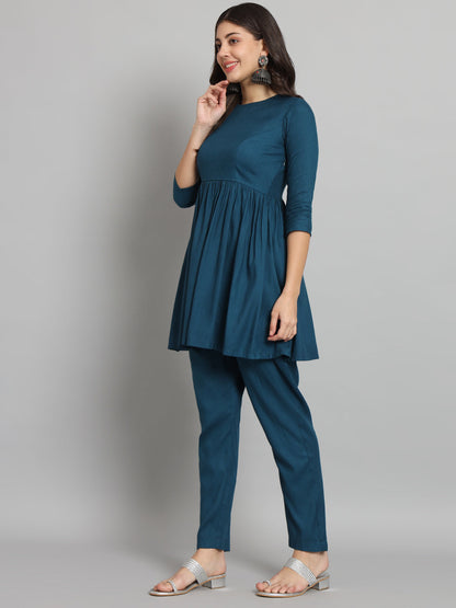 Fab Fashion Peacock Blue Co-Ord Set