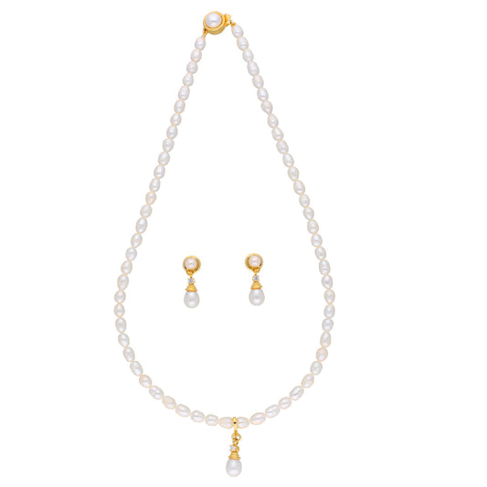 J Pearls Button Drop Pearl Set - Real Pearl Jewelry