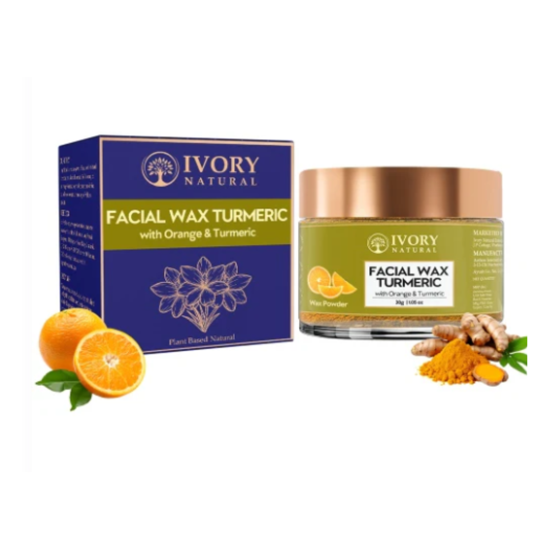Ivory Natural Facial Wax Powder With Turmeric - Natural Facial Hair Removal Wax For Instant Skin Brightening