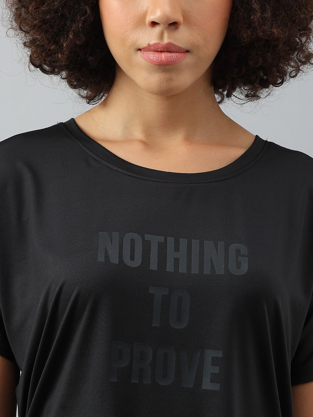 MKH Women Typography Printed Dri-FIT Sports T-shirt