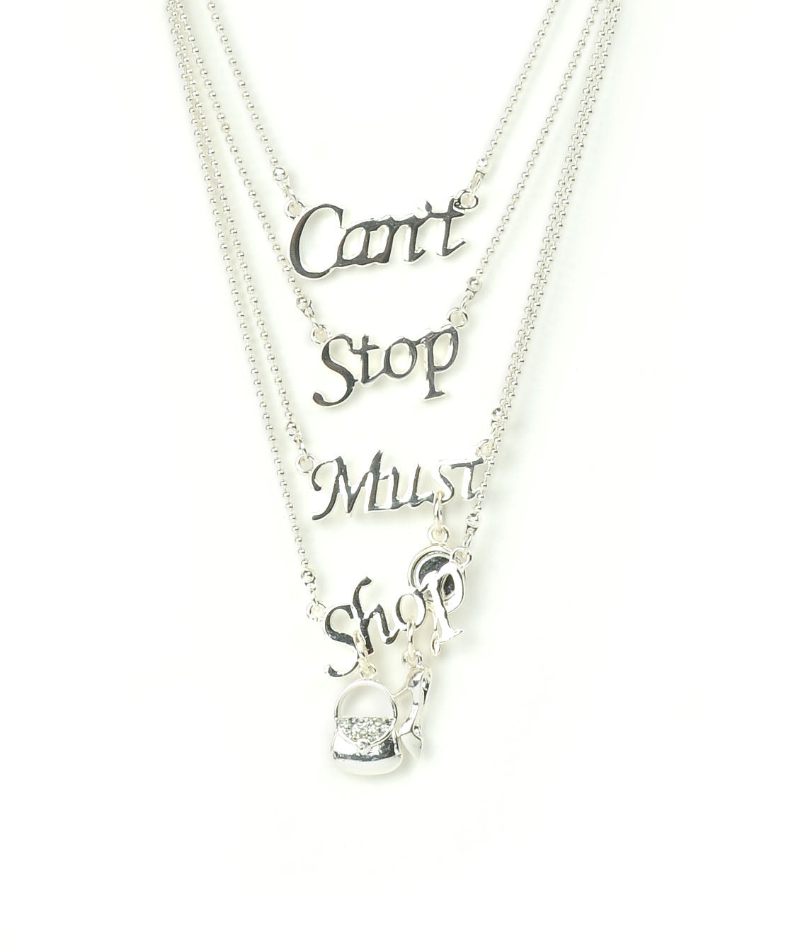 Silver-Plated Alloy Quotation Layered Necklace - The Pari