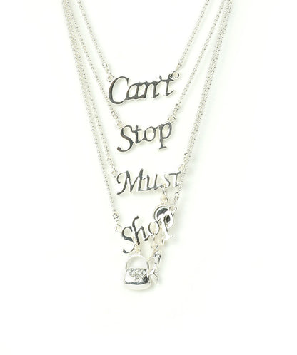 Silver-Plated Alloy Quotation Layered Necklace - The Pari