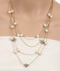 Gold-Polished Alloy Pearl And Stones Ball Necklace - The Pari