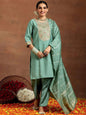 Vegaa Fashion Bottel Green Chanderi Silk Embroidered Salwar Suit