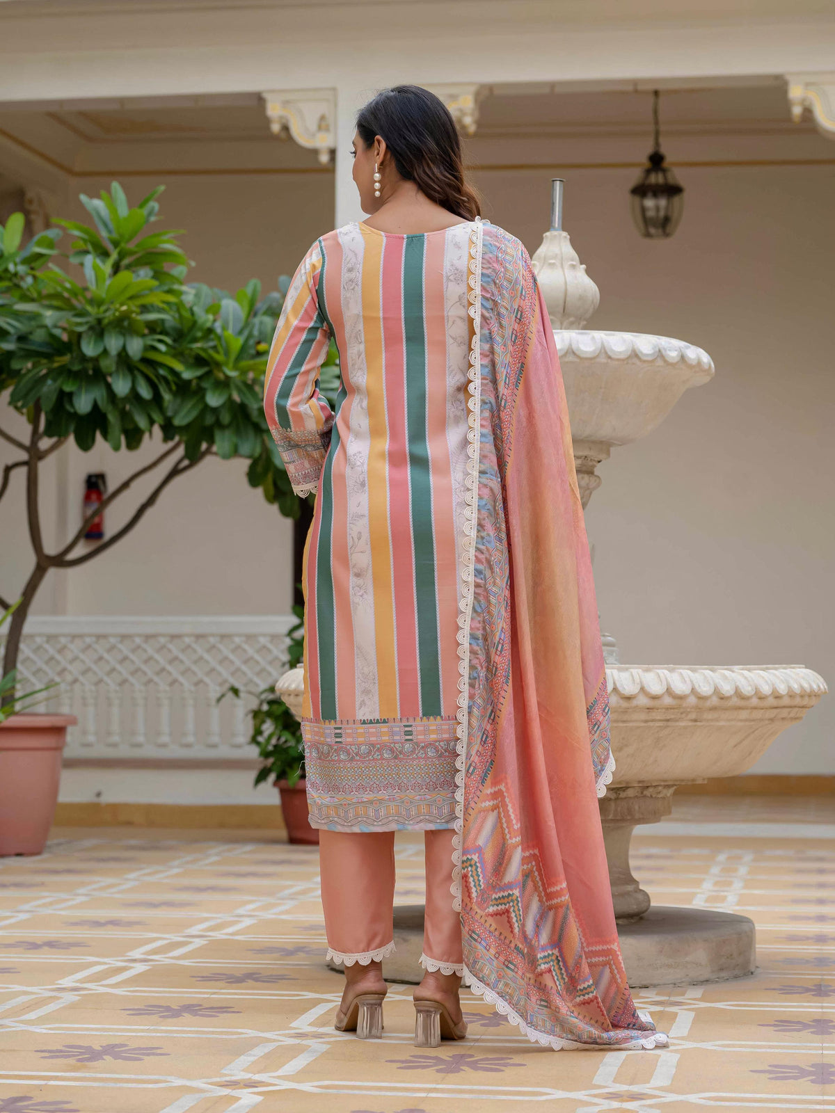 Vegaa Fashion Orange Rayon Embroidered Salwar Suit