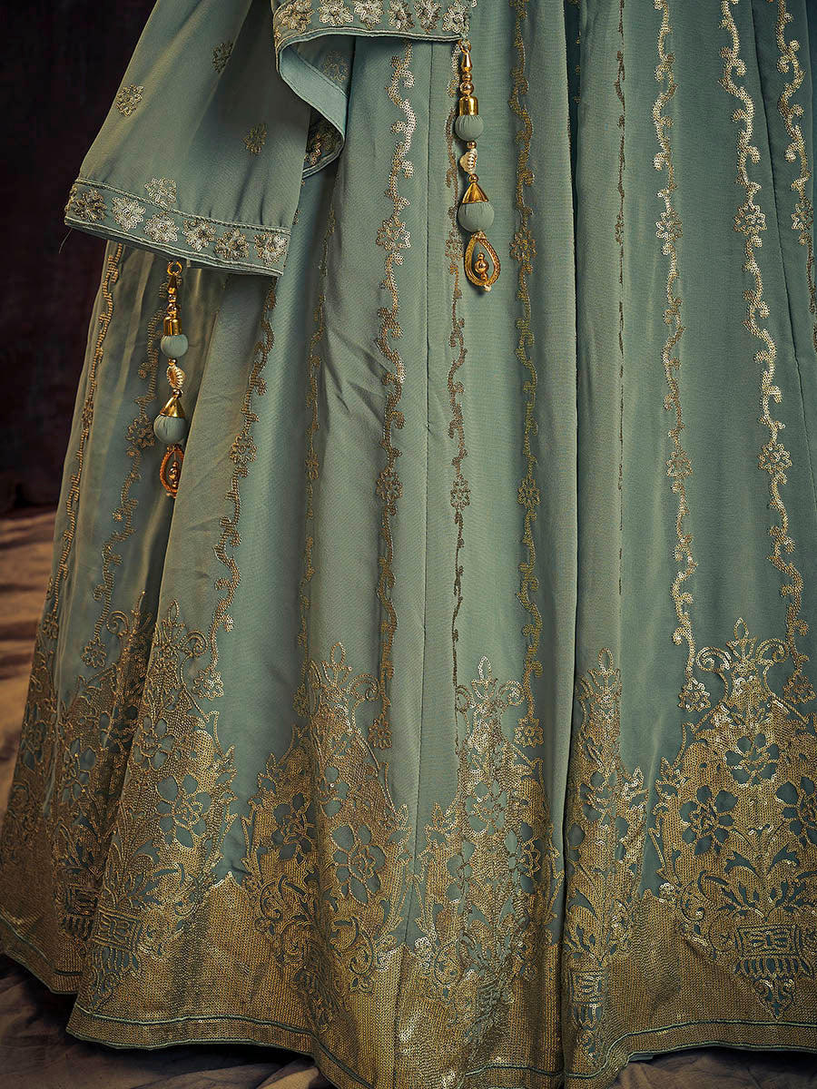 Myra Olive Real Georgette Designer Gown Style Suit