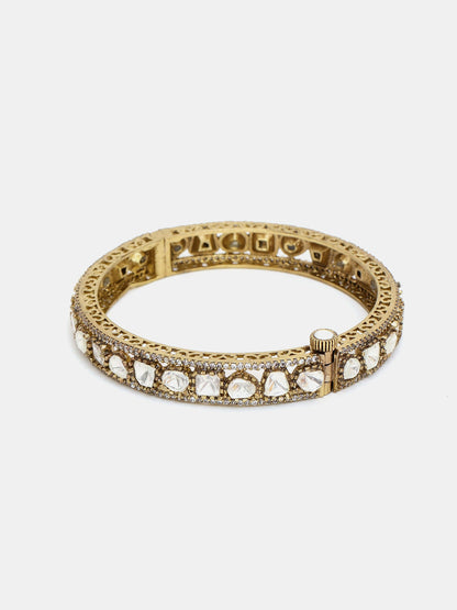 Ruby Raang 22k Gold Polished Kundan Bracelet