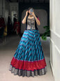 Lorenvalley Fashion Firozi Tasar Silk Leheriya Print With Zari Weaving Work Lehenga Choli