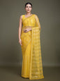 Monjolika Fashion Sequin Yellow Color Net Ultimate Party Wear Fashion Saree