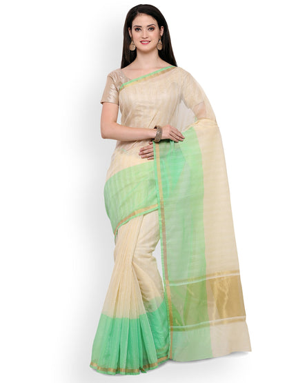 Saree Mall Cream Solid Art Silk Saree