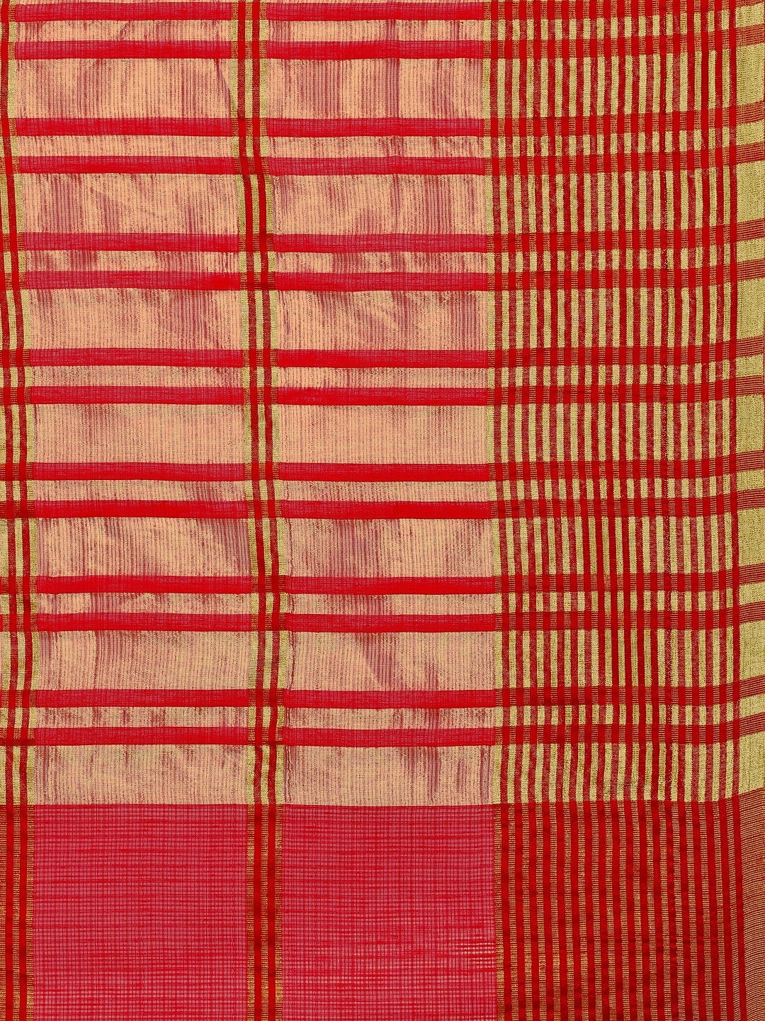 Saree Mall Red Art Silk Checked Bhagalpuri Saree