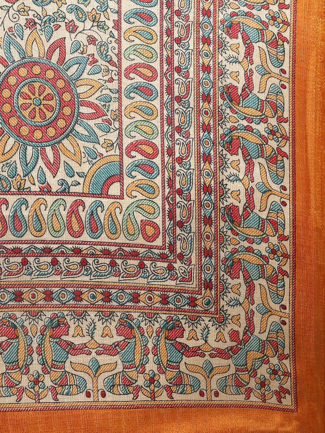 Saree Mall Mustard Art Silk Printed Bhagalpuri Saree