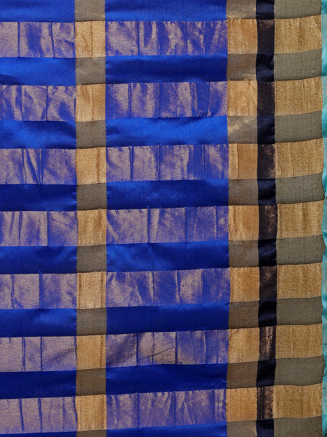 Saree Mall Blue Striped Silk Blend Saree