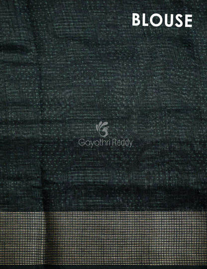 Bottle Green Self Printed Semi Chanderi Saree By Gayathri Reddy Designer Studio