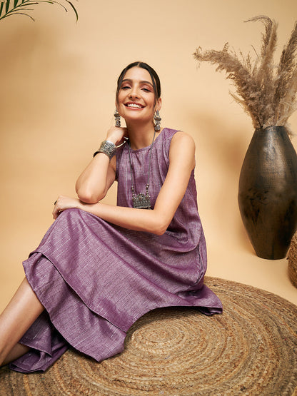 InWeave Women's Mauve Lurex Short Pallazo Kurta Set