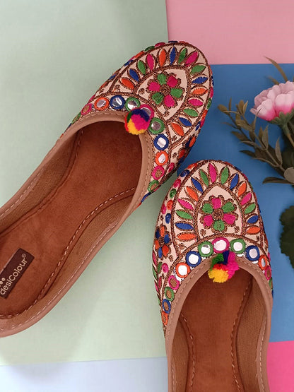 Desi Colour Women Indian Ethnic Footwear-Office Wear Ultra Comfortable Multi Emb