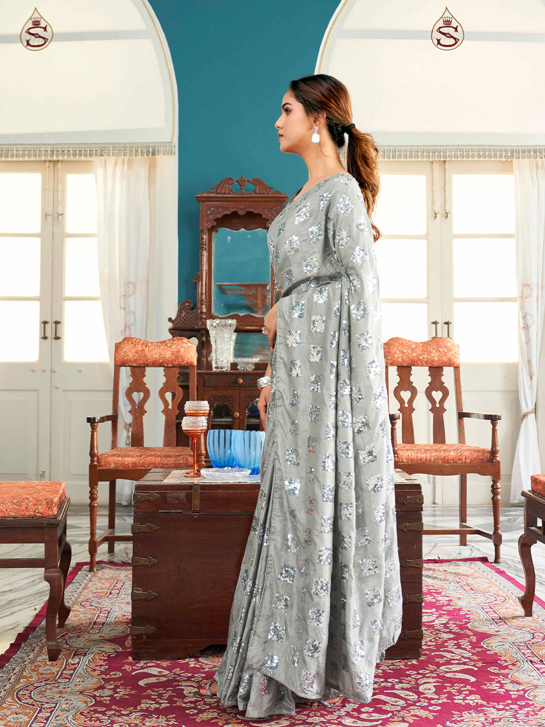 Tikhi Imli Embellished Sequinned Heavy Work Saree
