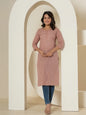 Yufta Women Purple Chikankari Straight Kurta