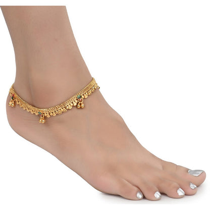 AanyaCentric Gold-Polished Traditional Anklets Payal - Classic and Stylish for Women and Girls