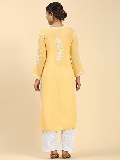 HOUSE OF KARI Ethnic Motifs Embroidered Chikankari Straight Kurta