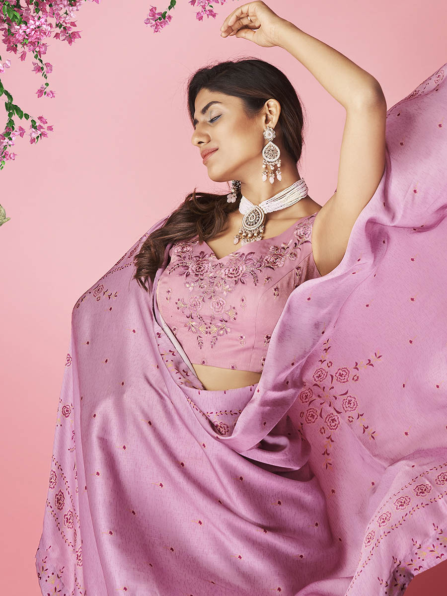 Myra Lilac Art Silk Designer Lehenga