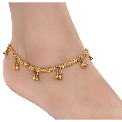 AanyaCentric Gold-Polished Traditional Anklets Payal - Classic and Stylish for Women and Girls