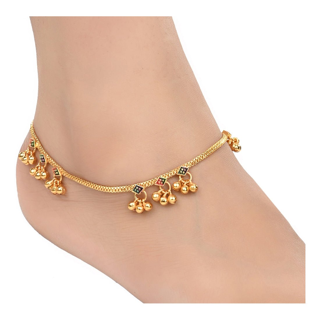 AanyaCentric Gold-Polished Traditional Anklets Payal - Classic and Stylish for Women and Girls
