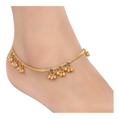 AanyaCentric Gold-Polished Traditional Anklets Payal - Classic and Stylish for Women and Girls