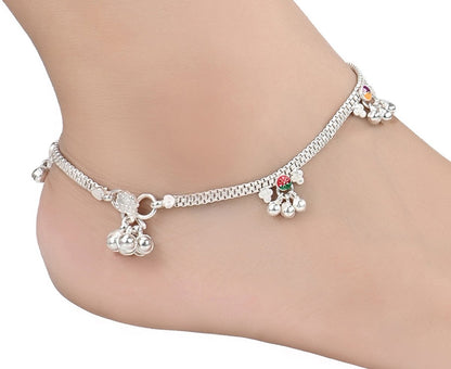 AanyaCentric Silver Plated Traditional Anklets Payal - Classic and Stylish for Women and Girls