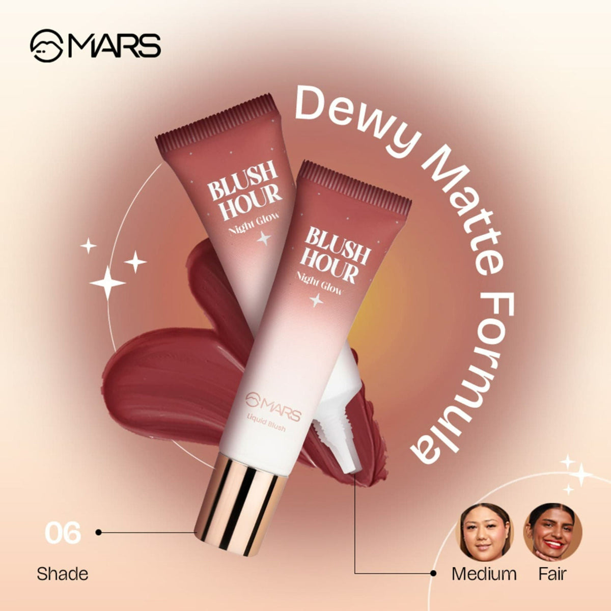 MARS Cosmetics Liquid Blush Hour Dewy-Matte Finish - 06 Night Glow