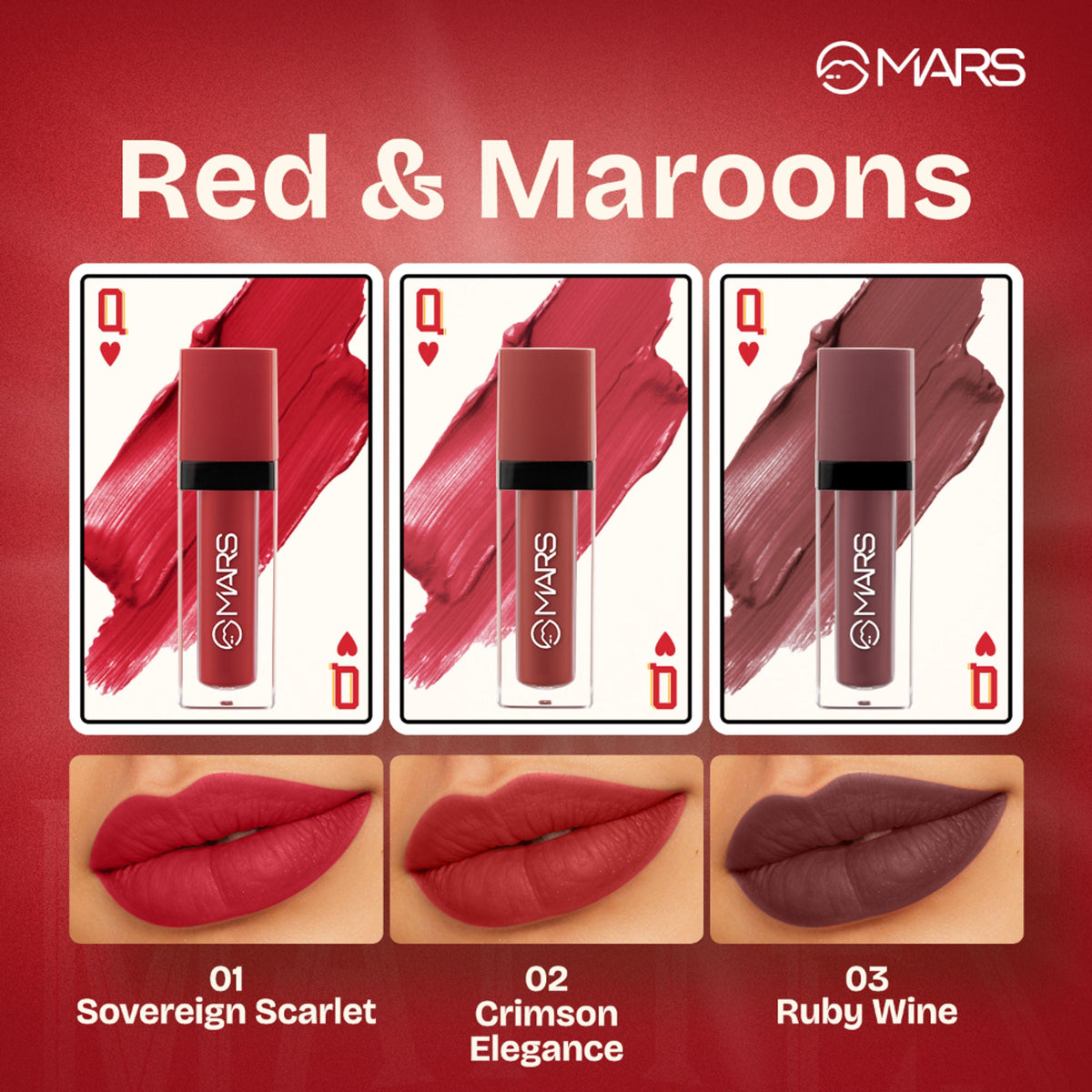 MARS Cosmetics Queen Of Mattes Reds & Maroons Liquid Lipsticks - Reds Maroons
