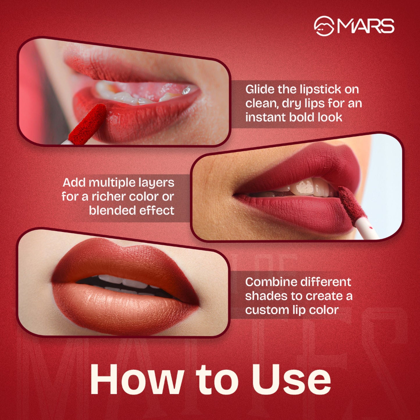 MARS Cosmetics Queen Of Mattes Reds & Maroons Liquid Lipsticks - All Rounder