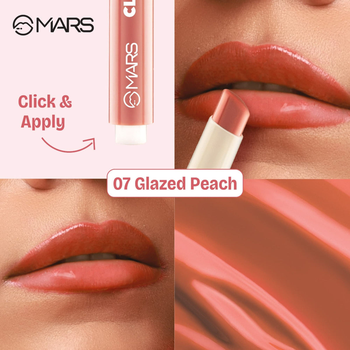 MARS Cosmetics Click Stix Gloss Lip Balm - 07-glazed Peach