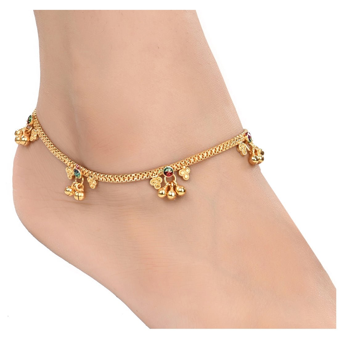 AanyaCentric Gold-Polished Traditional Anklets Payal - Classic and Stylish for Women and Girls