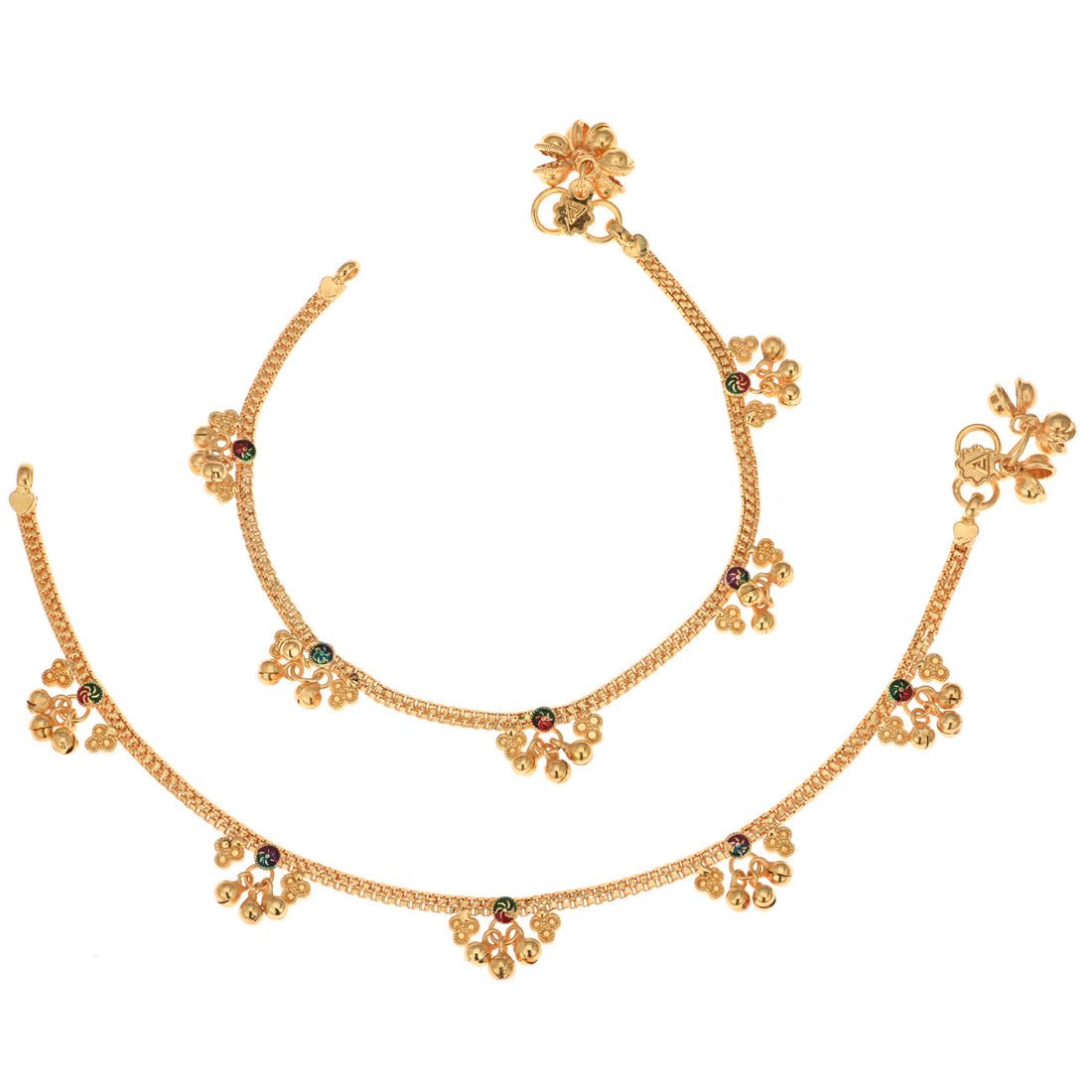 AanyaCentric Gold-Polished Traditional Anklets Payal - Classic and Stylish for Women and Girls