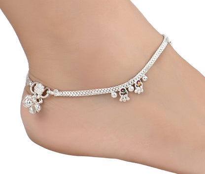 AanyaCentric Silver Plated Traditional Anklets Payal - Classic and Stylish for Women and Girls