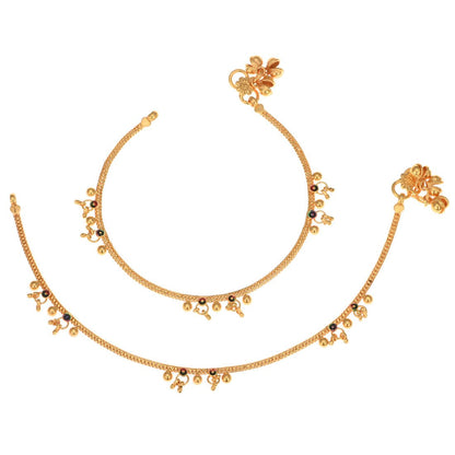 AanyaCentric Gold-Polished Traditional Anklets Payal - Classic and Stylish for Women and Girls