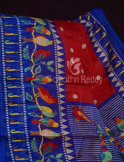 Red Colour Saree With Paithani Print Semi Soft Silk Kota Saree By Gayathri Reddy Designer Studio