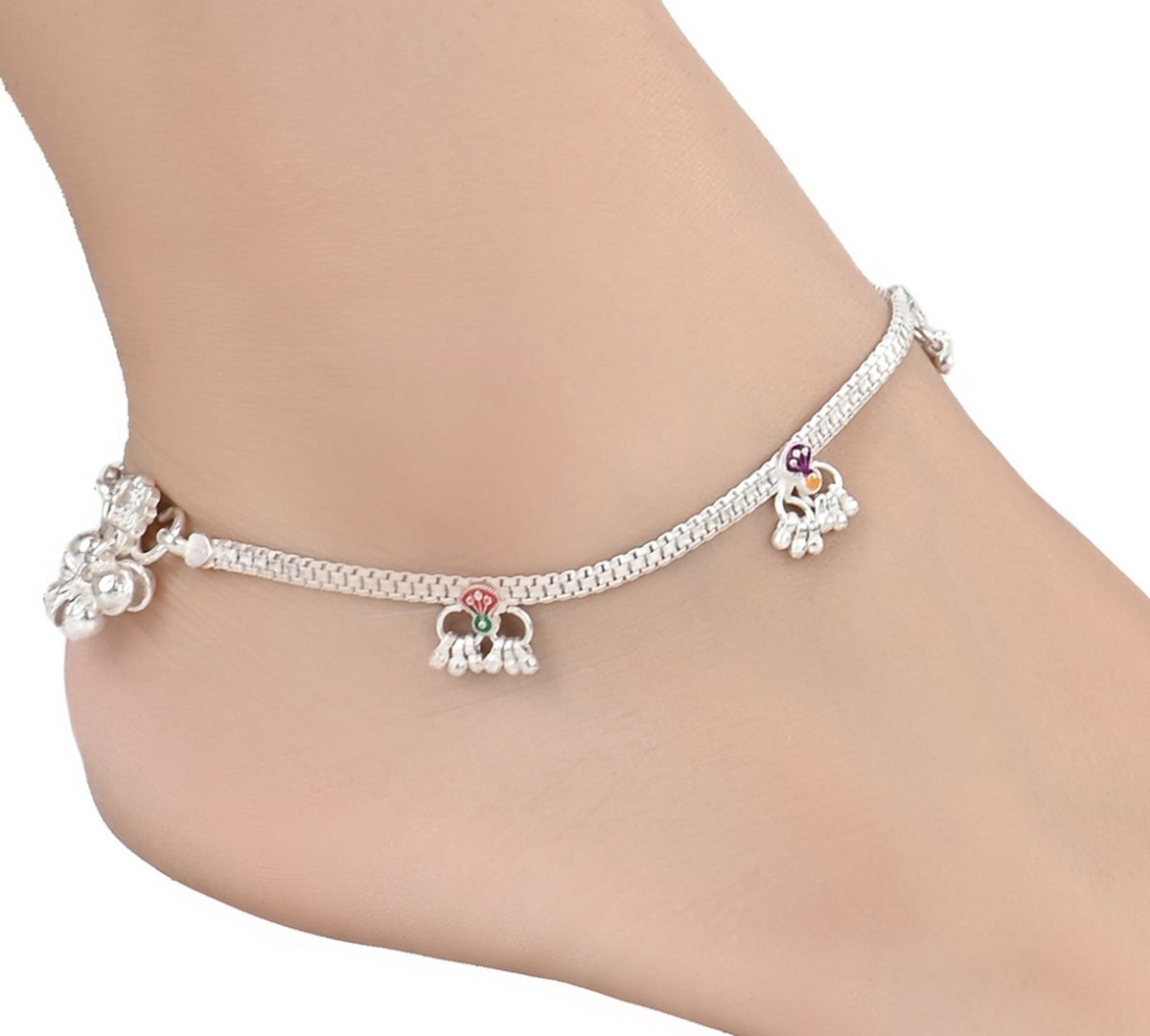 AanyaCentric Silver Plated Traditional Anklets Payal - Classic and Stylish for Women and Girls