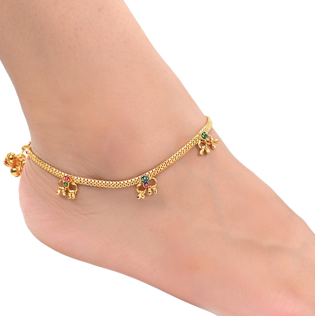 AanyaCentric Gold-Polished Traditional Anklets Payal - Classic and Stylish for Women and Girls