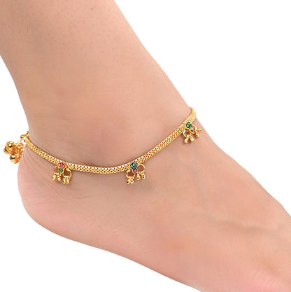 AanyaCentric Gold-Polished Traditional Anklets Payal - Classic and Stylish for Women and Girls