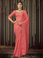 Myra Peach Organza Heavy Embroidered Saree